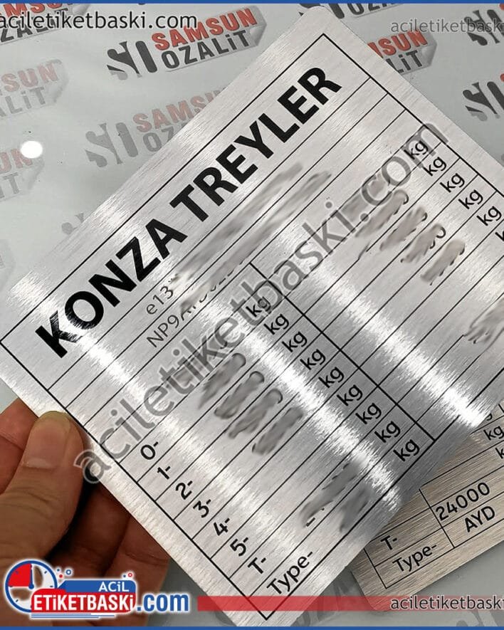 Konza Treyler, metal etiket baskısı, treyler tanıtıcı etiket, kapanmış üreticilerin, etiketlerinin yeniden yapılması, denetim için, gerekli metal şasi etiket baskıları, aslına uygun üretim yapılır, sudan etkilenmez, denetim, muayene için, gerekli etiket baskıları yapılır, hızlı üretim, aynı gün gönderim yapılır