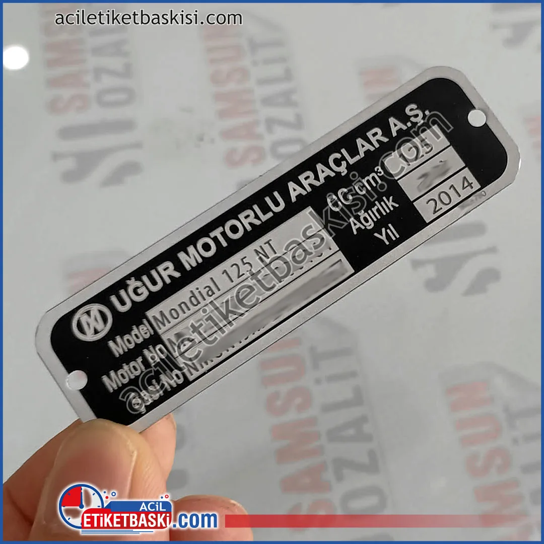 uğur motosiklet, mondial motosiklet, şasi numarası, motor numarası, Şasi numarası, baskılı metal etiket, aslına uygun, tasarım desteği verilir, acil üretim motor etiketi, Mondial 125 NT motor etiketi, 125 CC motor etiket baskısı, üretim, imalat, hızlı gönderim yapılır