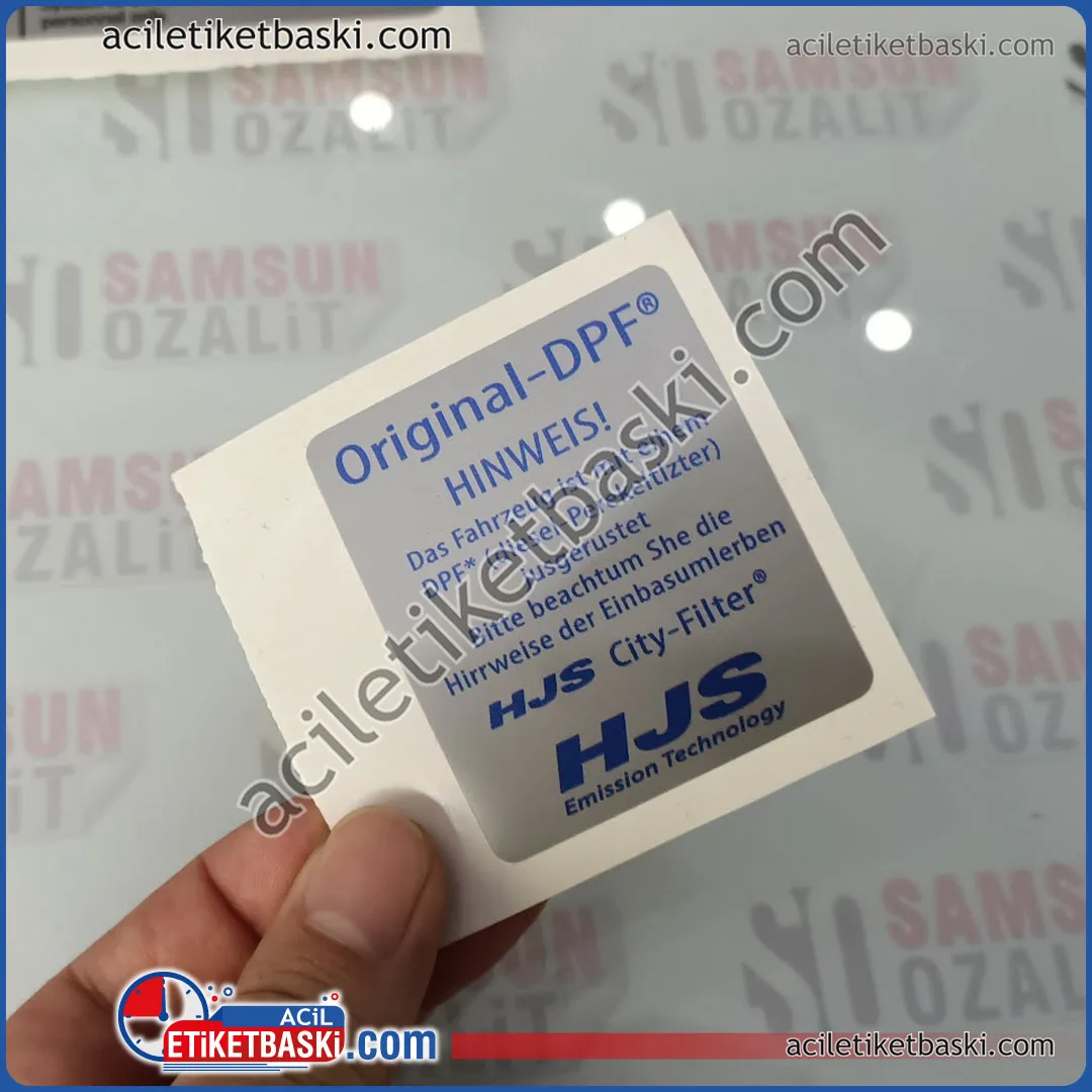 Original DPF etiket, HJS City Filter etiketi, filtre etiketi, araç için filtre etiket baskısı, aslına uygun ürün, acil etiket baskı merkezi, kaliteli etiket baskıları, özel tasarım etiket, az adet etiket baskısı, gümüş folyo etiket baskısı, yurt dışı gönderim yapılır, dış mekan dayanıklı, sıcağa dayanıklı etiket baskıları Original DPF label, HJS City Filter label, filter label, filter label printing for vehicles, original product, urgent label printing center, quality label printing, special design label, small quantity label printing, silver foil label printing, shipping abroad, outdoor durable, heat resistant label printing