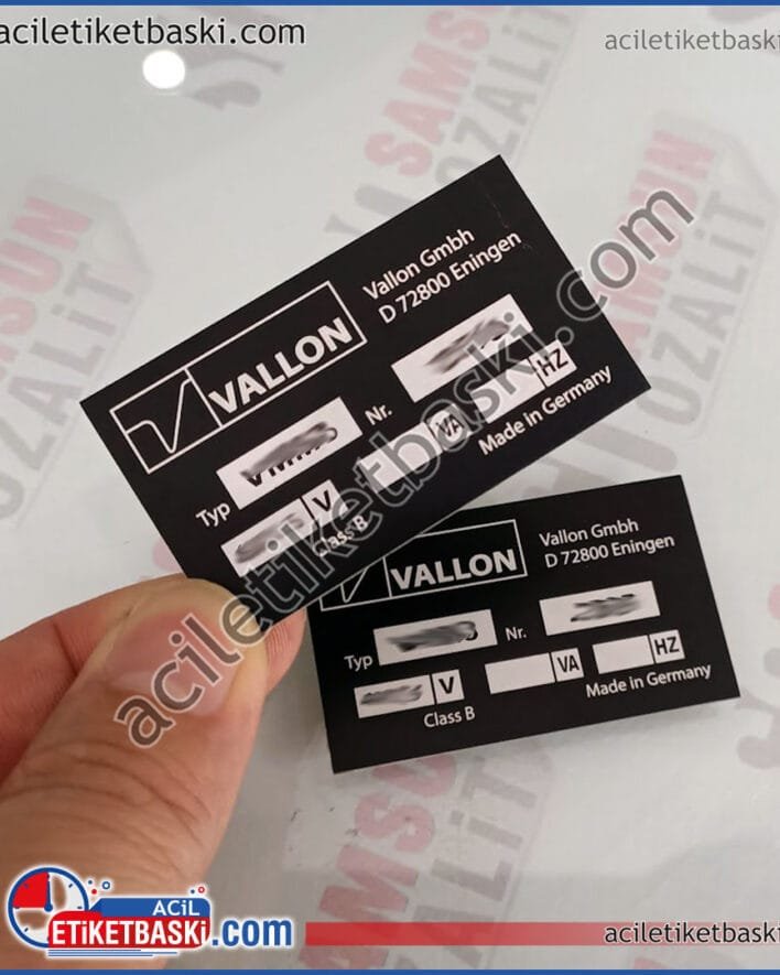 vallon gmbh dedektör etiketi, metal arama, altın arama detektör etiket baskısı, etiketi kaybolan ürünler için aslına uygun metal etiket hazırlanır, acil etiket baskı merkezi, aslına uygun etiket hazırlanması, ürün etiketi, makine etiketi, tasarım desteği, aynı gün gönderim, acil üretim, imalat, baskı