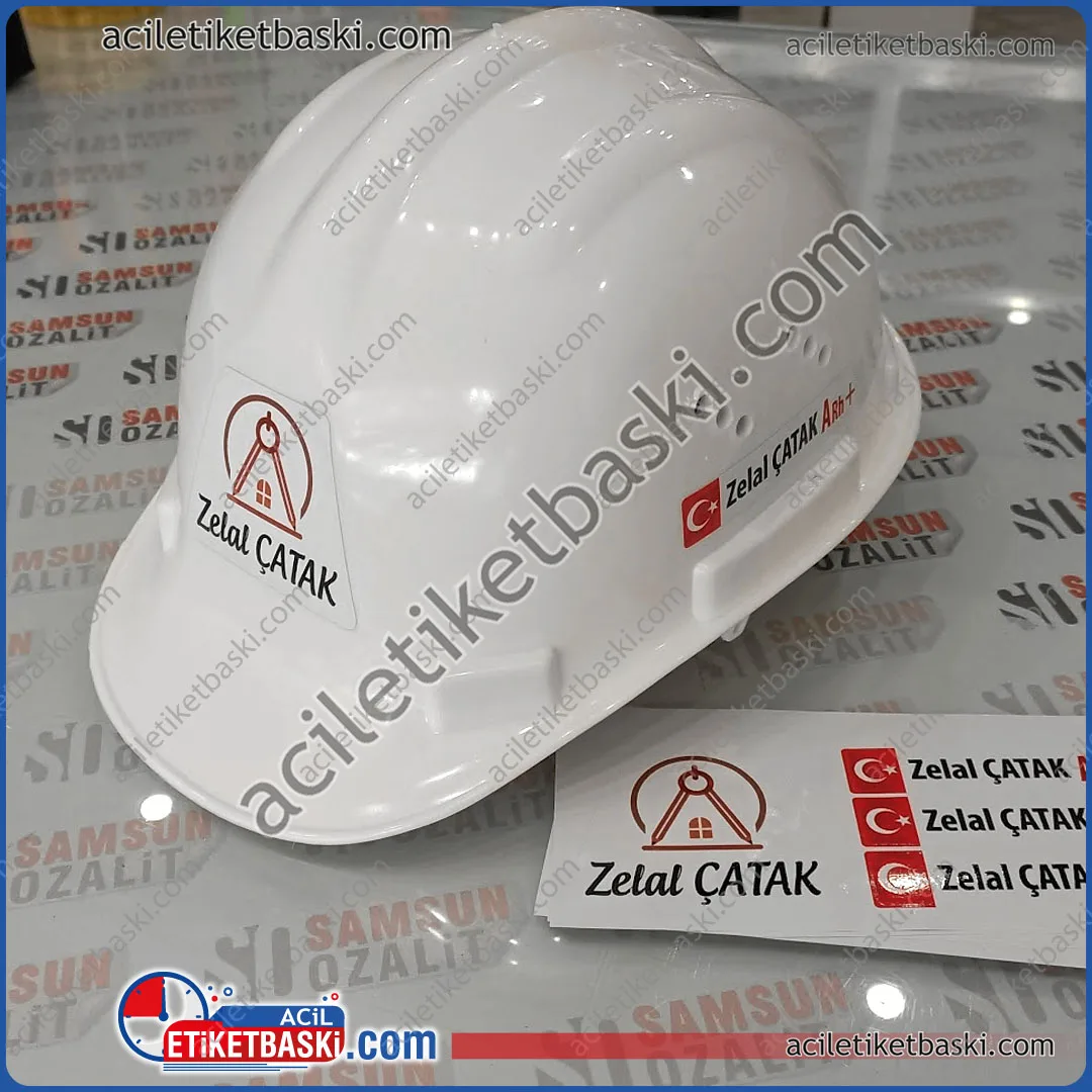 baret baskısı, etiket ve baret dahil 1 adet ürün fiyatıdır, acil üretilip gönderilir, baskılar dış mekan dayanıklıdır, fazla etiketler ücretsiz gönderilir, adetli alımlarda fiyat çıkarılır, sadece etiket baskısı da yapılabilir, acil baret etiket baskı merkezi, kaliteli CE belgeli ürün, kaliteli folyo etiket baskısı