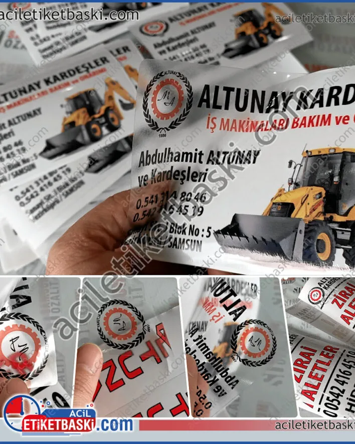 şeffaf etiket baskısı, makine üreticisi için, farklı boy ve ebatlarda, makine etiket baskısı, marka etiketi üretimi, Makine Üzerine üretici tanıtım etiket baskısı, şeffaf etiket, makina üretimi yapan firma için, makina marka model ve reklam etiketi baskısı, şeffaf ürün örneğidir, beyaz zeminli de yapılabilir, tasarım desteği verilir, hızlı üretim yapılır, aynı gün gönderilir, acil etiket baskı merkezi