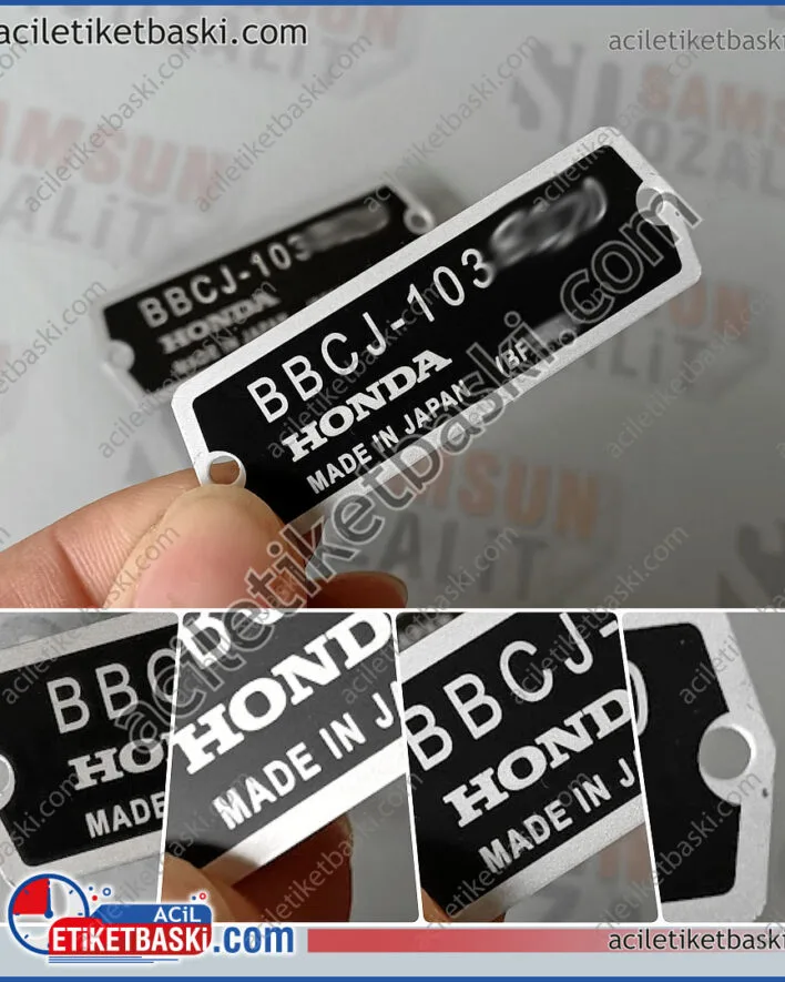 honda motor etiketi, honda deniz motor etiketi, honda deniz suyuna dayanıklı motor şasi etiketi, kaliteli metal etiket, paslanmaz alüminyum, aslına uygun ürün tasarlanır ve üretilir, acil motor etiket üretim merkezi, motor etiket imalat, acil etiket baskısı, lazer ile kaliteli silinmez, paslanmaz, yıllarca kullanılabilir, metal etiket üretim merkezi