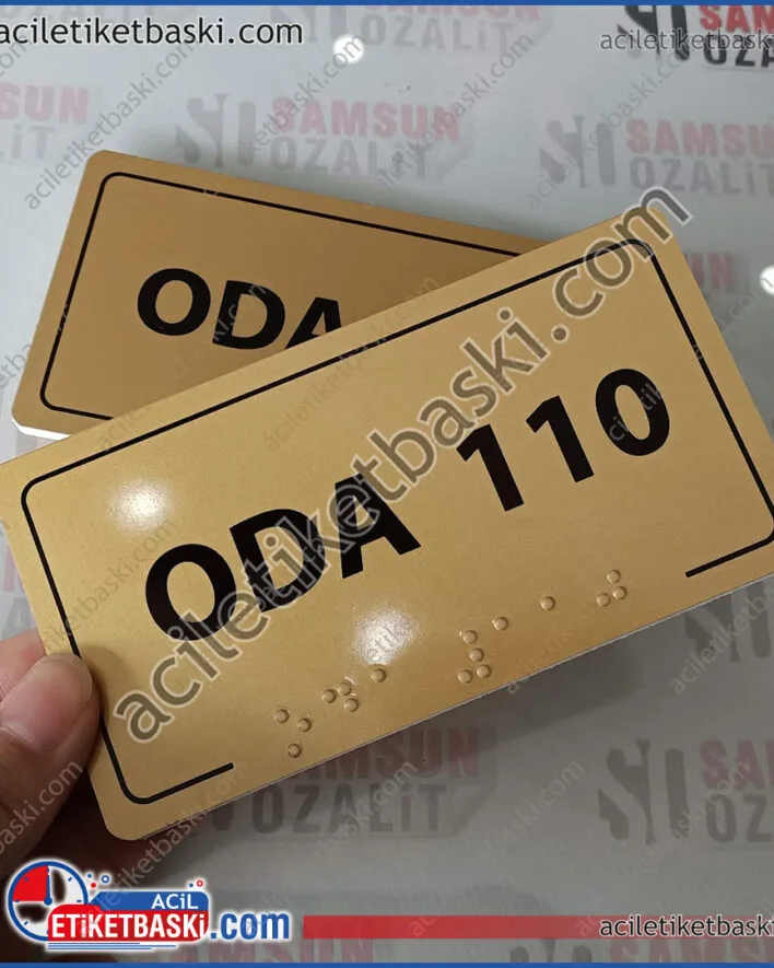 otel odası kapı isimliği, braille alfabe, görme engelli için, oda kapılarının altına, yeni bir tabela yapılması, aynı gün gönderim