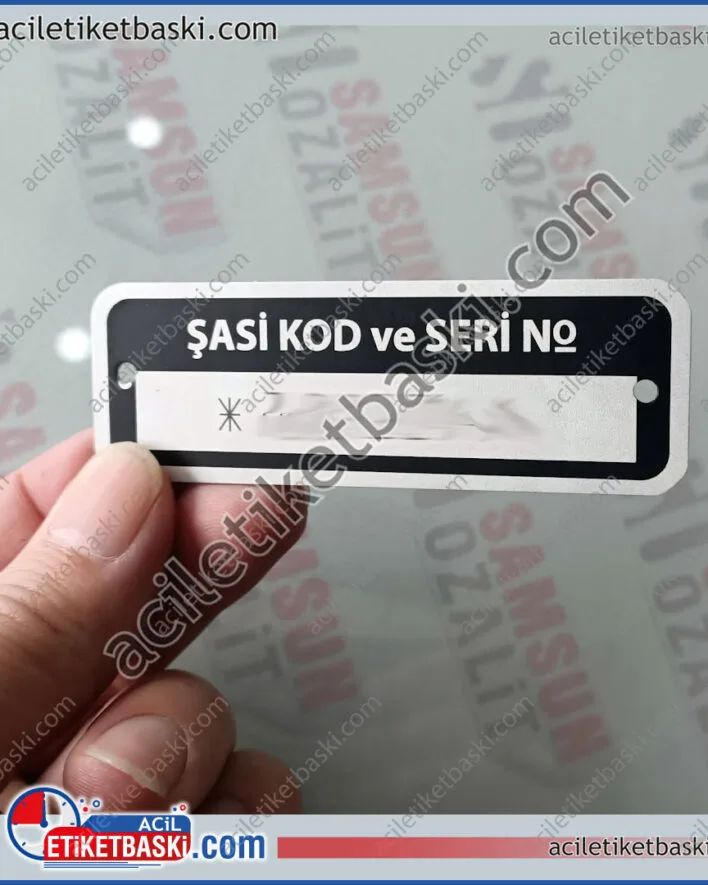 BMC, Fatih, Şasi numarası, motor etiketi, kamyon, taşıyıcı, motor etiketi, acil tasarım, aslına uygun üretim, lazer ile kaliteli baskı, alüminyum etiket imalat