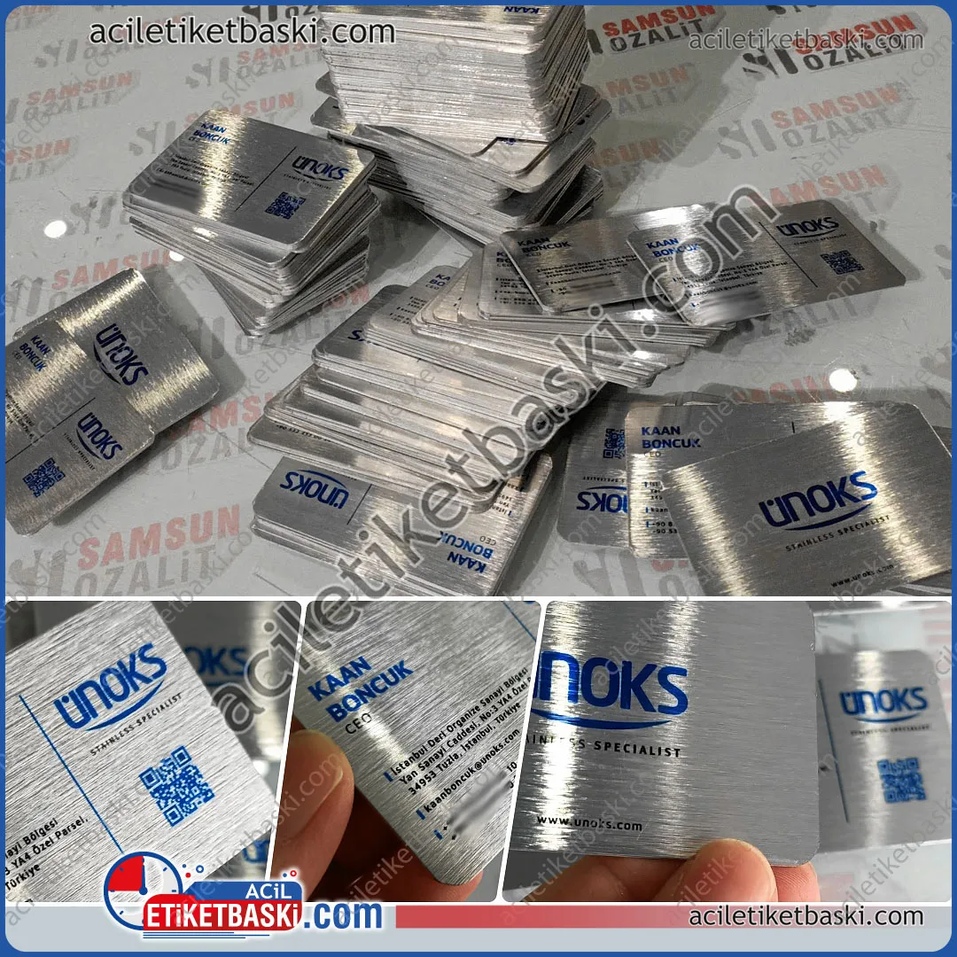 Metal kartvizit, kaliteli kartvizit, gerçek alüminyum, paslanmaz metal, altın renk, gümüş renk seçeneği var, fuar için acail üretim, tasarım desteği, gerçek üretici, Metal Kartvizit, uygun fiyat, az adet üretim