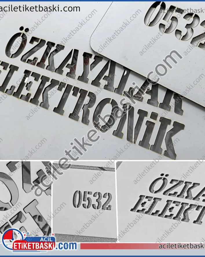 Şablon kesimi, boyama şablonu, yer boyama, duvar boyama, çanak anten boyama şablonu, yazı ve telefon bilgileri boyama şablonu, esnek malzeme, 3mm plastik