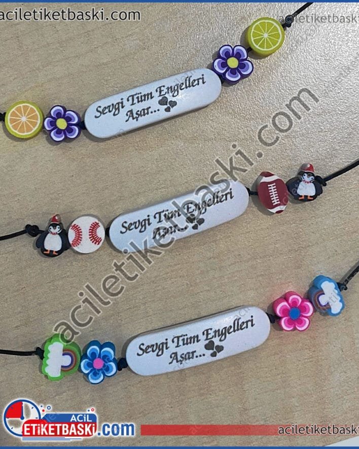 lazer baskılı plastik bileklik
