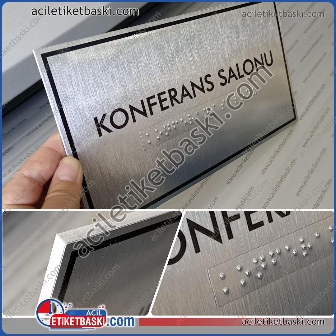 konferans salonu, braille alfabe baskısı, otel, toplantı odaları, etkinik merkezleri için, görme engelli yazı baskısı, metal üzeri abartma ürün, boyalar dökülmez silinmez, yıpranmaz konferans salonu, braille alfabe baskısı, otel, toplantı odaları, etkinlik merkezleri için, görme engelli yazı baskısı, metal üzeri abartma ürün, boyalar dökülmez silinmez, yıpranmaz, kabarma harfler metalden yapılmıştır, mevcut ürünler üzerine plaka şeklinde basılıp montajlanabilir