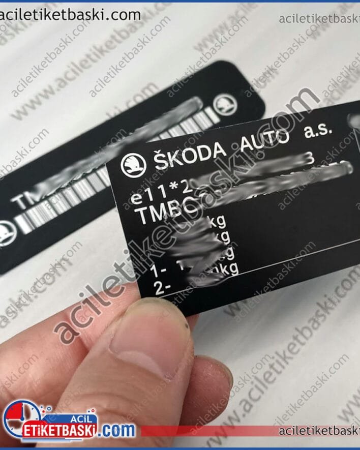 skoda araç etiketi, motor bilgi etiketi, alüminyum paslanmaz, lazer ile silinmez, kalıcı baskılı, metal motor etiket üretimi, aslına uygun, orijinal ebat üretim
