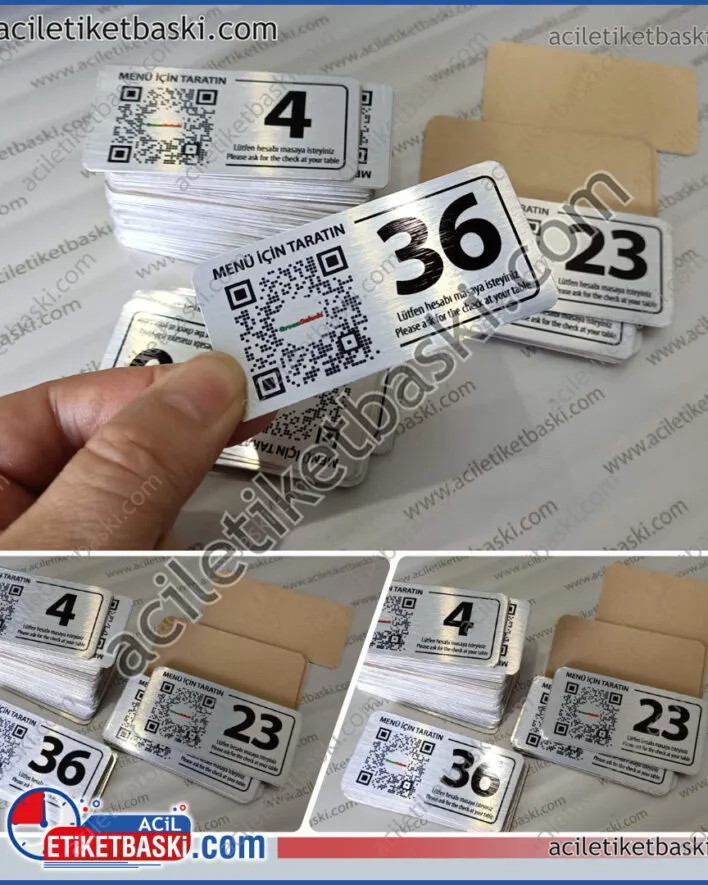 Masa Metal QR Etiket, Metal QR Etiket, Metal Etiket, Metal QR, Restaurantlar için Metal QR Menü Etiketi