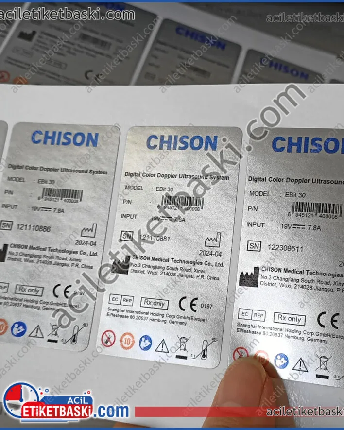 gümüş folyo etiket, makine etiketi, ürün etiketi, gümrük etiketi, dış mekan dayanıklı etiket, istenilen ebat ve tasarım, özel kesim, acil üretim, kaliteli baskı, etiket baskı merkezi