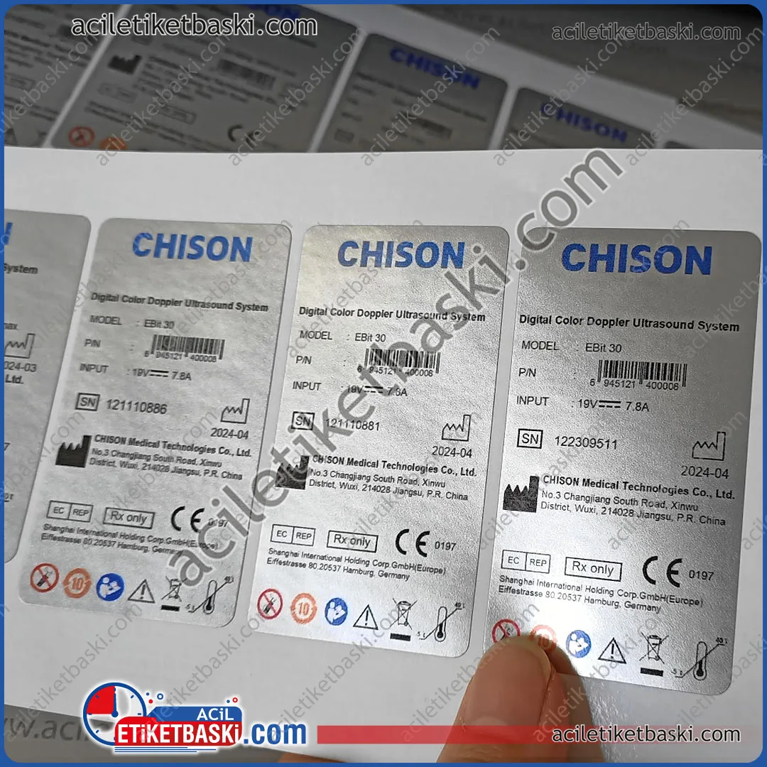 gümüş folyo etiket, makine etiketi, ürün etiketi, gümrük etiketi, dış mekan dayanıklı etiket, istenilen ebat ve tasarım, özel kesim, acil üretim, kaliteli baskı, etiket baskı merkezi