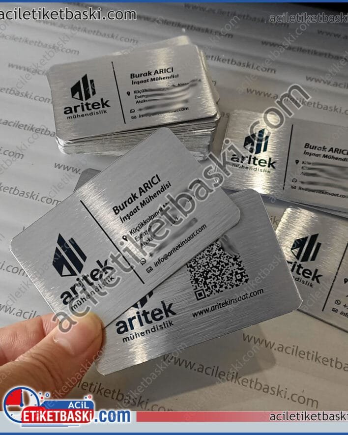 metal kartvizit, çift taraflı, acil üretim, tasarım desteği, aynı gün kargo, acil metal kartvizit, minimum 50 adet üretilir, paslanmaz alüminyum kartvizit, mühendislik firması için kartvizit, acil işlerinize hızlı çözümler sunuyoruz, kaliteli metal kartvizit imalat üretim ve tasarım merkezi, acil etiket baskı merkezi