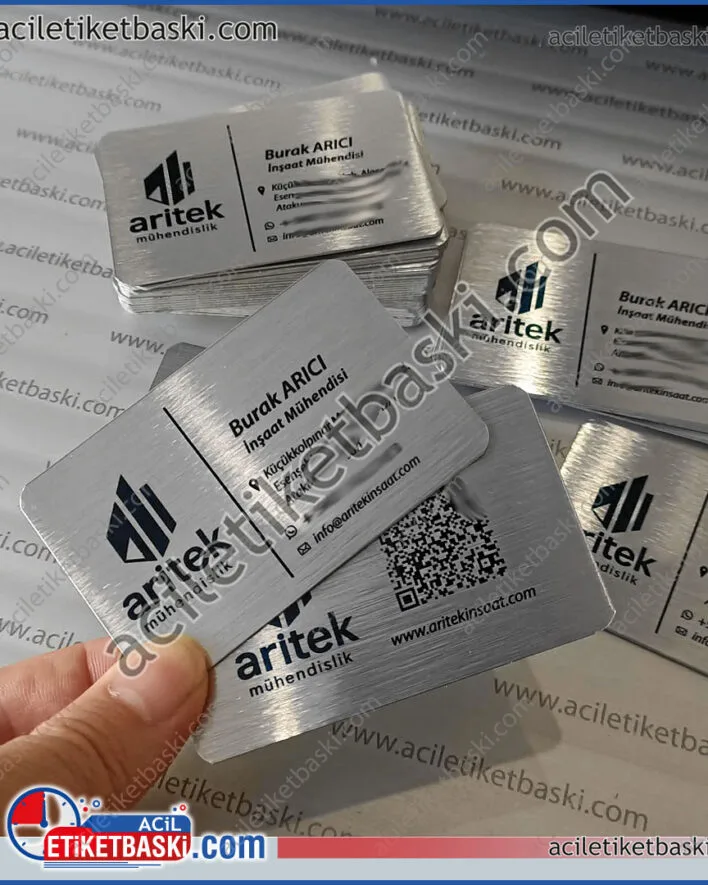 metal kartvizit, çift taraflı, acil üretim, tasarım desteği, aynı gün kargo, acil metal kartvizit, minimum 50 adet üretilir, paslanmaz alüminyum kartvizit, mühendislik firması için kartvizit, acil işlerinize hızlı çözümler sunuyoruz, kaliteli metal kartvizit imalat üretim ve tasarım merkezi, acil etiket baskı merkezi