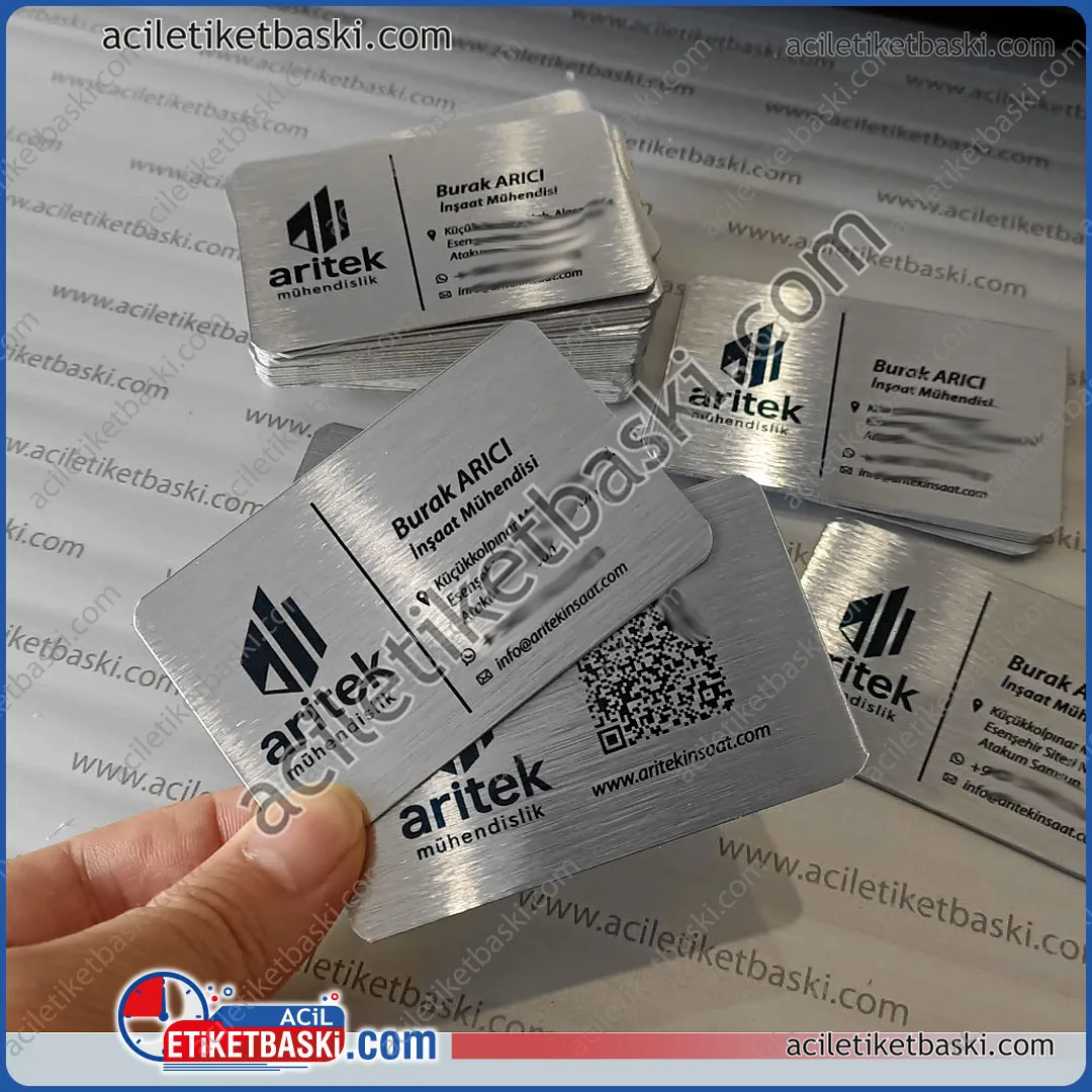metal kartvizit, çift taraflı, acil üretim, tasarım desteği, aynı gün kargo, acil metal kartvizit, minimum 50 adet üretilir, paslanmaz alüminyum kartvizit, mühendislik firması için kartvizit, acil işlerinize hızlı çözümler sunuyoruz, kaliteli metal kartvizit imalat üretim ve tasarım merkezi, acil etiket baskı merkezi