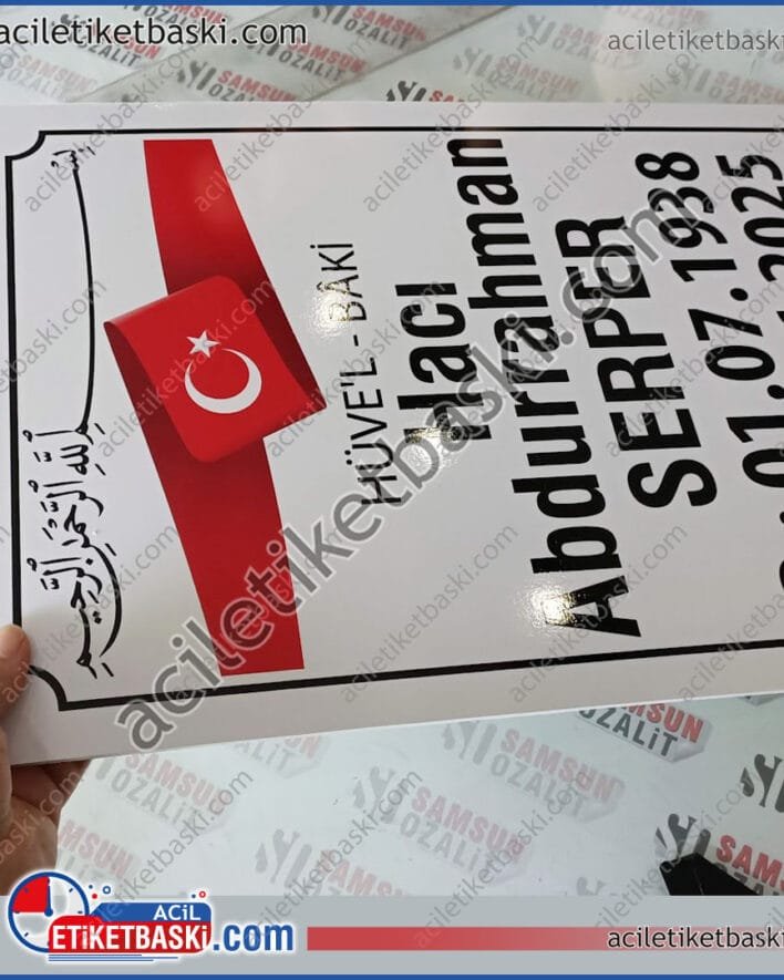 mezar taşı, mezar için, geçici tabela, 5mm plastik, dış mekan dayanıklı ürün, sudan güneşten etkilenmez, vidalanabilir, acil üretim, aynı gün kargo, doğum ölüm tarihi ve isim