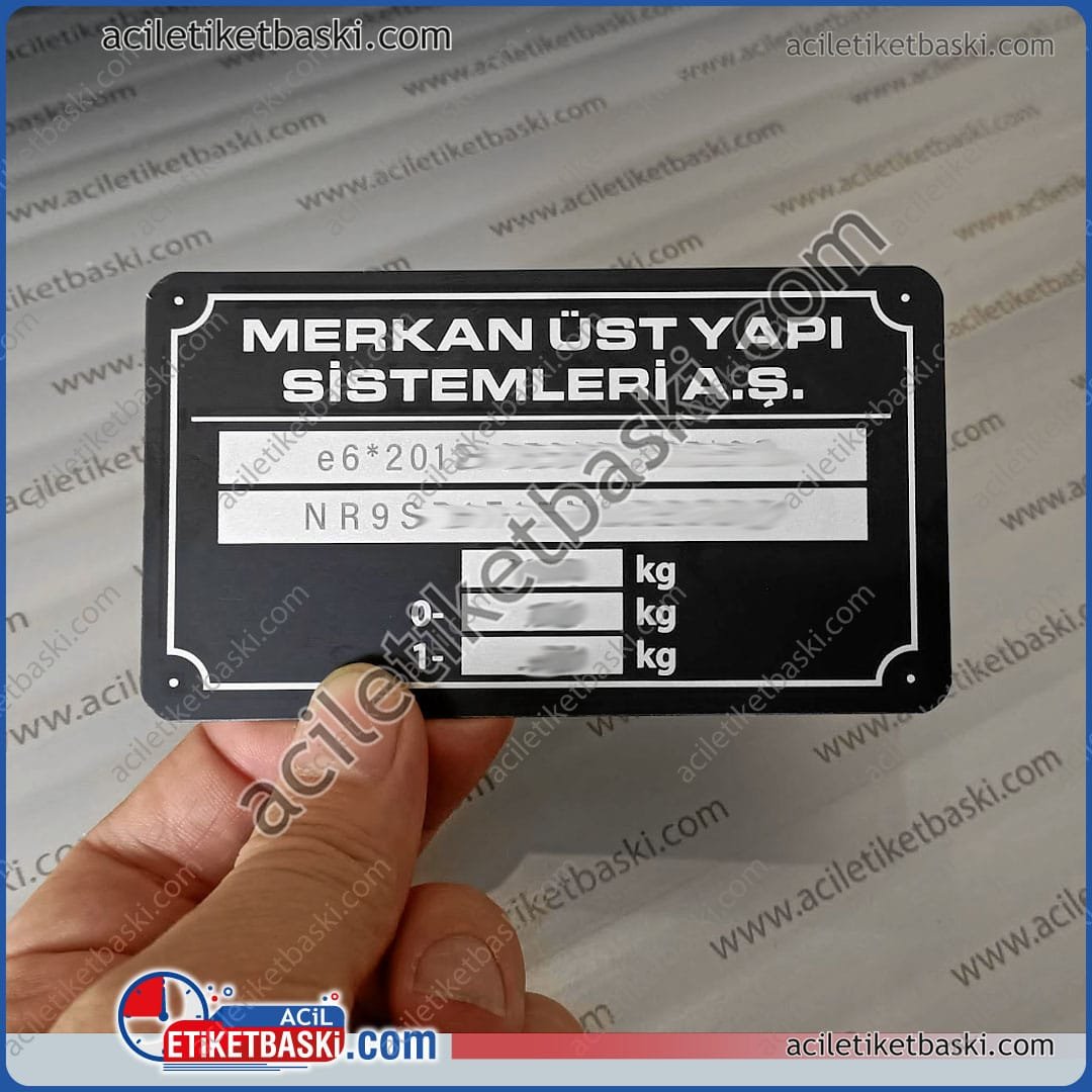 üst yapı sistemleri, forklift, iş makinası, taşıyıcı, garaj arabası, yükleyici, kaldırıcı tarzı, kendi bünyesindeki araçlar için, motor numarası, seri numarası baskılı seri etiket üst yapı sistemleri, forklift, iş makinası, taşıyıcı, garaj arabası, yükleyici, kaldırıcı tarzı, kendi bünyesindeki araçlar için, motor numarası, seri numarası baskılı seri etiket üretilmesi, acil etiket baskı merkezi, ağır dış koşullara dayanır, uzun süre kullanılır, deforme olmaz, silinmez, paslanmaz metal etiket üretimi