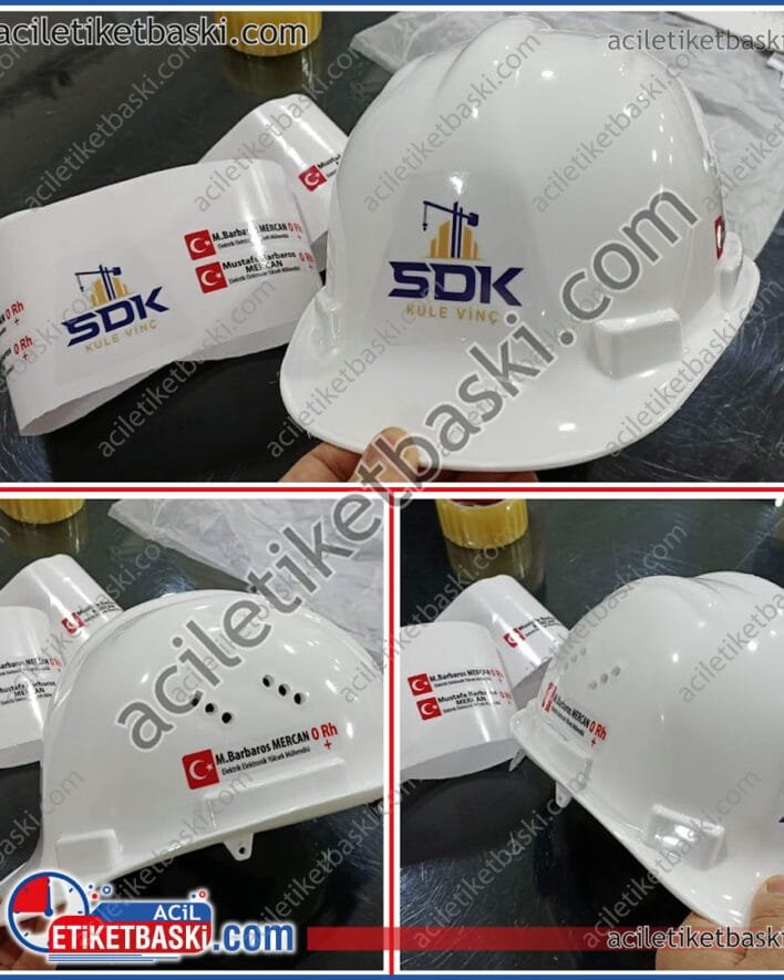 Baret Baskısı, acil baret üretimi, kaliteli, CE belgeli, hızlı üretim, Çevirmeli baret, yerli üretim, dayanıklı baskı, az adet yapılır, aynı gün gönderim, vinç operatör baret baskısı