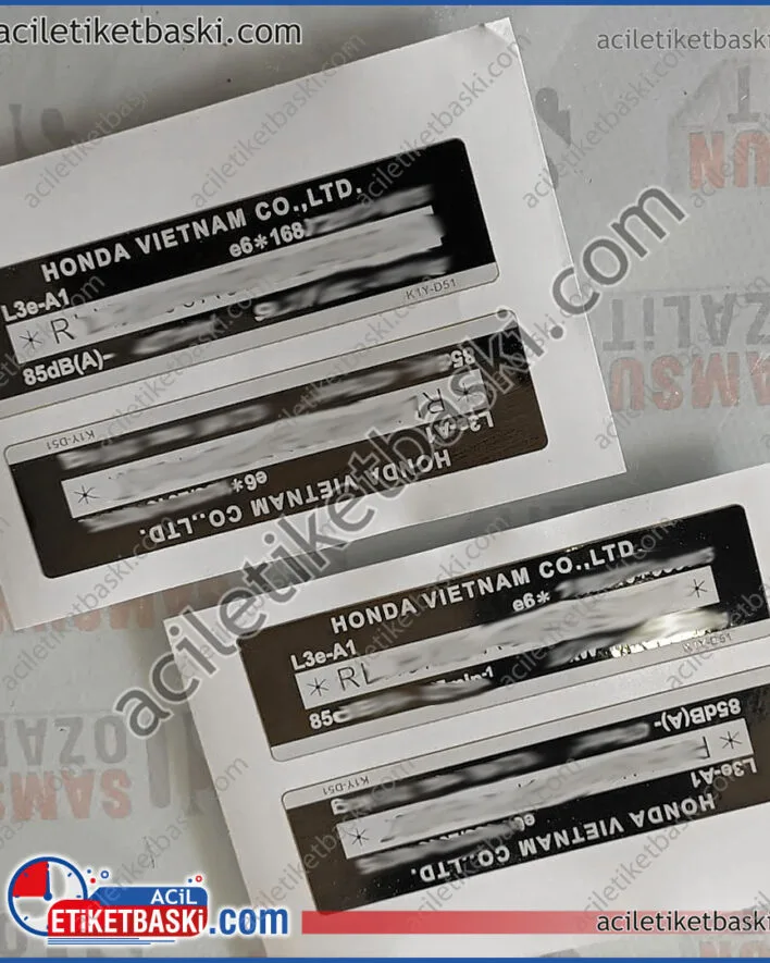 honda motor etiketi, motosiklet etiket baskısı, şasi etiketi, silinen okunmayan etiketler yerine aslına uygun üretim, honda vietnam, kaliteli, aynı gün gönderim