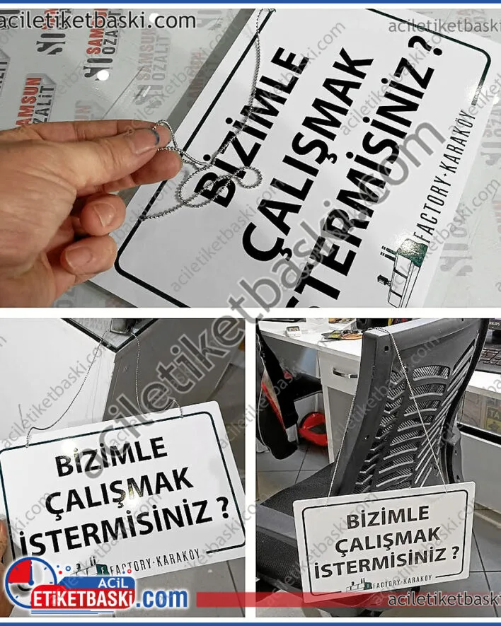 zincirli tabela, işyeri kapı tabelası, cam kapı tabelası, bizimle çalışmak isterimsin, iş ilanı tabelası, top zincirli, pleksi malzeme, kaliteli ürün, tek yüzey baskılı, acil üretim yapılır, daha ucuz alternatif ürünlerimiz vardır, ebat ve adede göre fiyat alınız, acil baskı merkezi