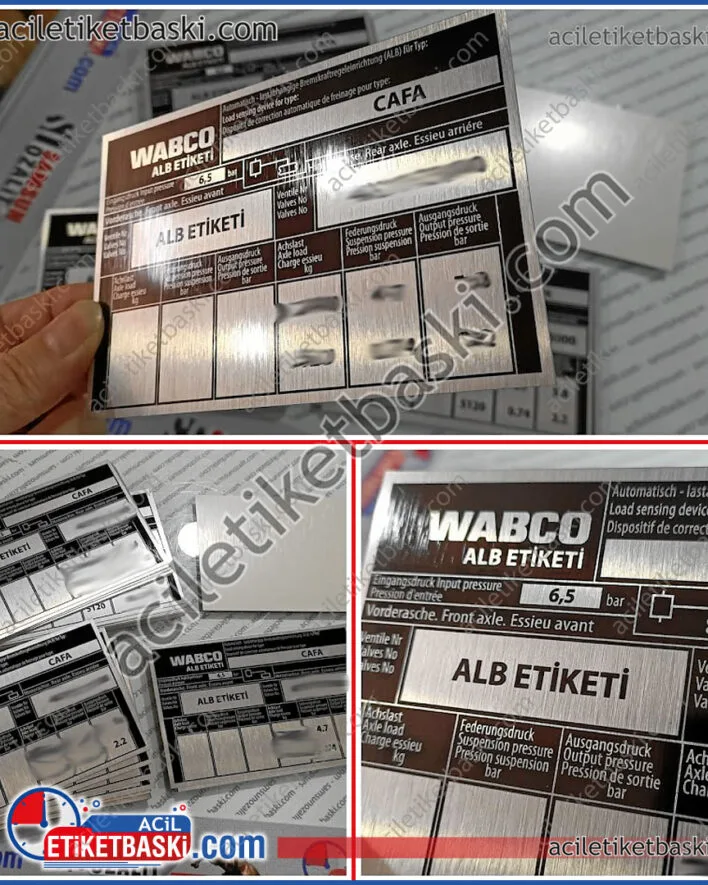 ALB Etiketi, tır dorse ALB etiket baskısı, tır yük taşıma, kapasite etiketi, şasi numara etiketi baskısı, metal, etiket, paslanmaz alüminyum, acil baskı, tasarım desteği, aynı gün gönderim, kaliteli etiket baskı merkezi, metal etiket baskı merkezi