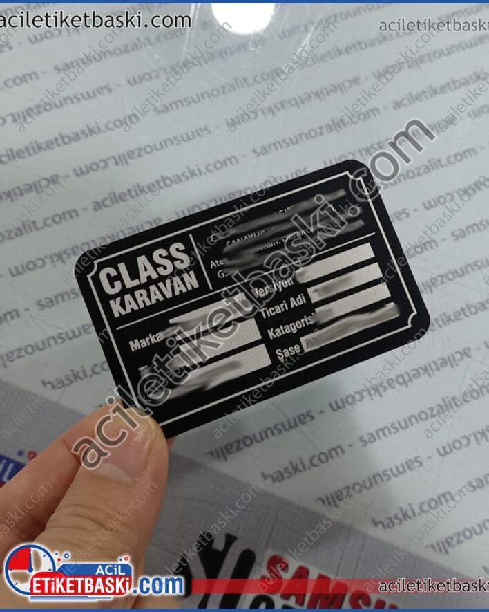 Class Karavan Etiketi, marka etiketi, karavan tanıtım etiketi, muayene için, karavan plakası, yönetmeliğe uygun, aslına uygun, dış mekan dayanıklı, etiket baskı, üretim ve imalat