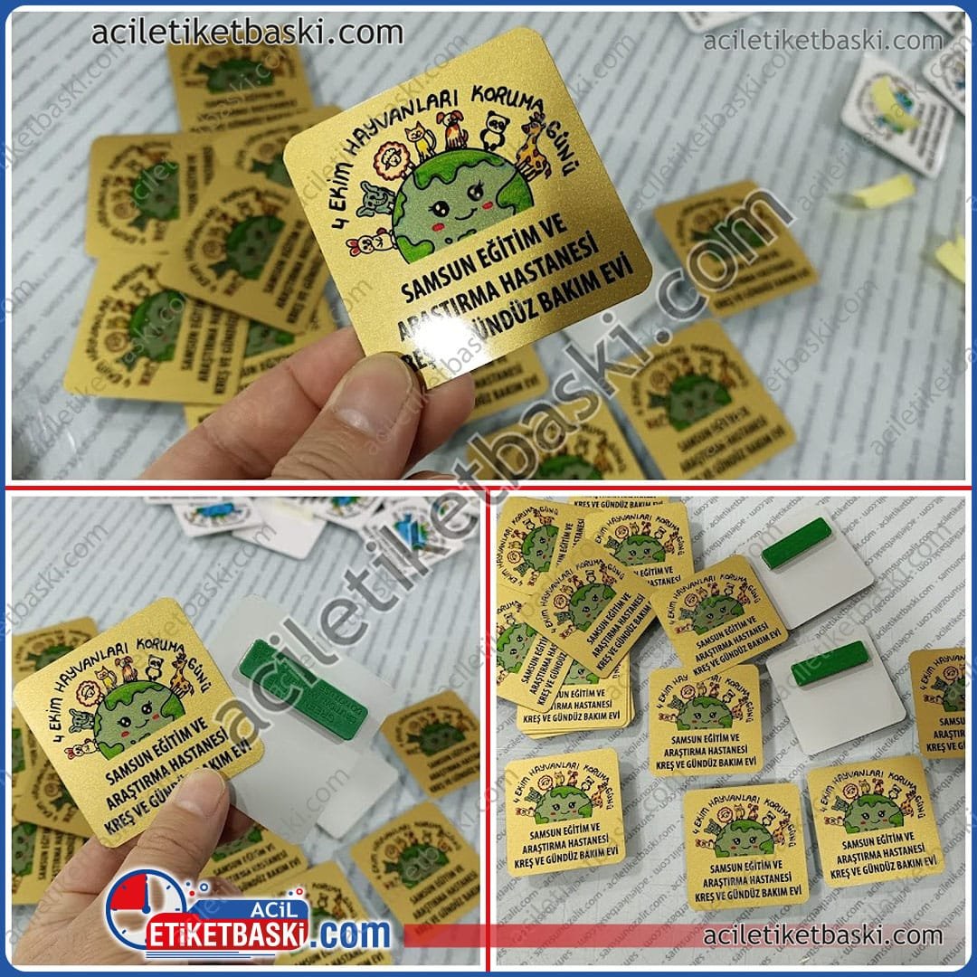 Metal yaka isimliği, arkası mıknatıslı, 6,5cm ebadında özel üretim, köşeler oval, aynı gün kargo, konsept hayvanları koruma günü, okul için, etkinlik için üretim Metal yaka isimliği, arkası mıknatıslı, 6,5cm ebadında özel üretim, köşeler oval, aynı gün kargo, konsept hayvanları koruma günü, okul için, etkinlik için üretim