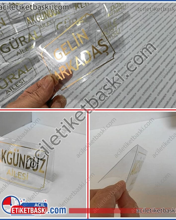 PVC Masa üzeri, Yaldız baskılı, varak yaldız, masa oturma düzeni, 11x8cm ebadında, 1 yüzey baskılı, masa gelin damat, etkinlik isim yazılı ürün ebat adede göre fiyat alınız
