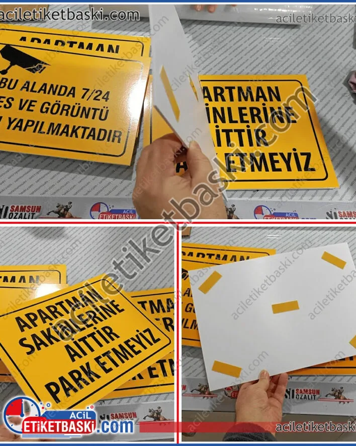 kamera ses görüntü kayıt, uyarı levhası, park sakinlerine aittir, park etmeyiniz, uyarı levhası, yazılı, sarı zemin üzerine, 3mm dekota dış mekan dayanıklı tabela üretimi, ebat ve adede göre fiyat alınız, hızlı üretim, aynı gün gönderim, uyarı levhası üretim merkezi
