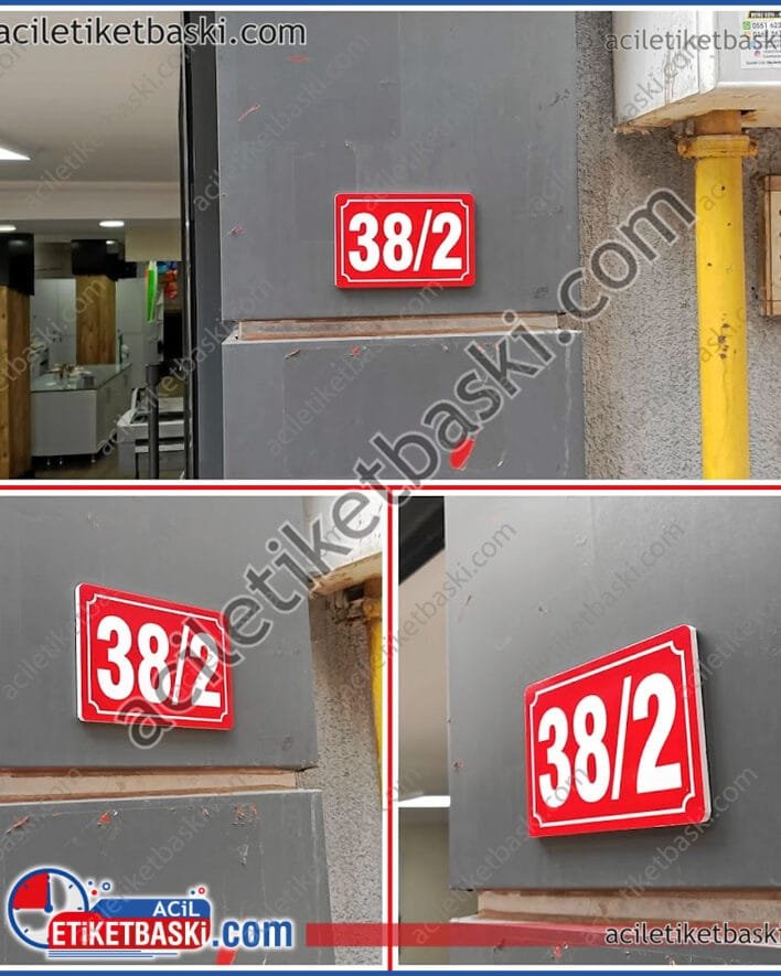 Bina numarası, plastik ürün, üzeri dış mekan dayanıklı, mavi, kırmızı renk genelde kullanılır, 10x15cm ebadında ürün, arkası bantlı, bina cephe numarası, belediye numaralandırması, belediye tarafından zorunlu kapı numarası, aslına uygun, dayanıklı, kabartmalı değildir