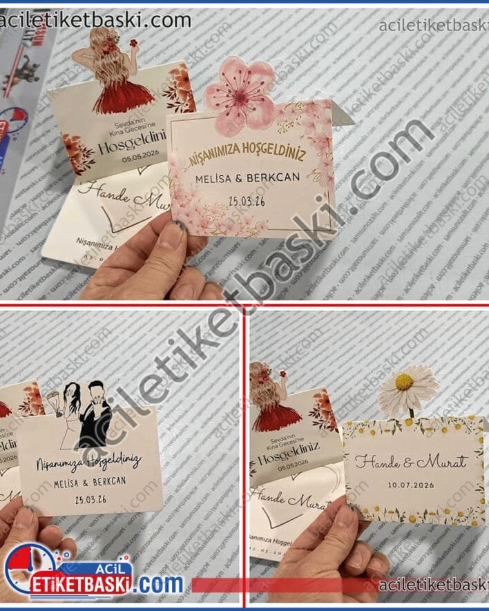 Nişan, kına, düğün, masa isimliği, özel kesim, özel tasarım, katlı hali 11x8cm, 300 gr amerikan bristol, kırım ve kesim yerleri vardır, minimum 50 adet alım yapılabilir, yüksek adetli alımlarınız için fiyat alınız, özel üretim, masa isimlik, üçgen şeklinde bükümlü, karton, masa isimliği, imalat, kaliteli baskı