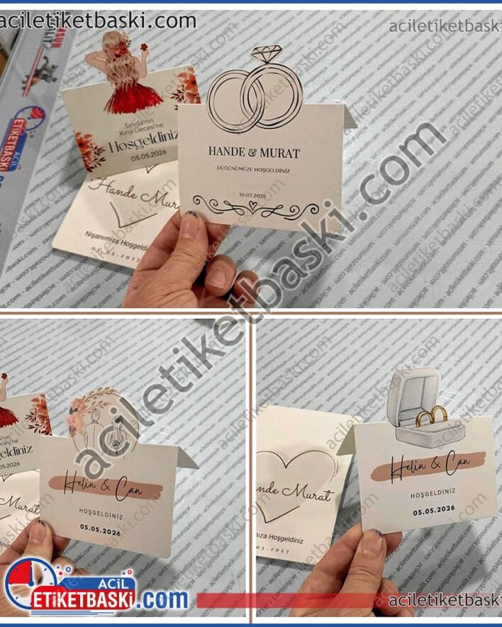 davetli kartı, misafir kartı, düğün, nişan, tören için, masa kartı, üçgen formu, karton, baskılı ve özel kesim, ismi ve etkinliğe uygun baskısı yapılır, hızlı üretim, tasarım desteği, minimum 50 adet sipariş, kargo ile gönderim, yurt dışı gönderim mümkün