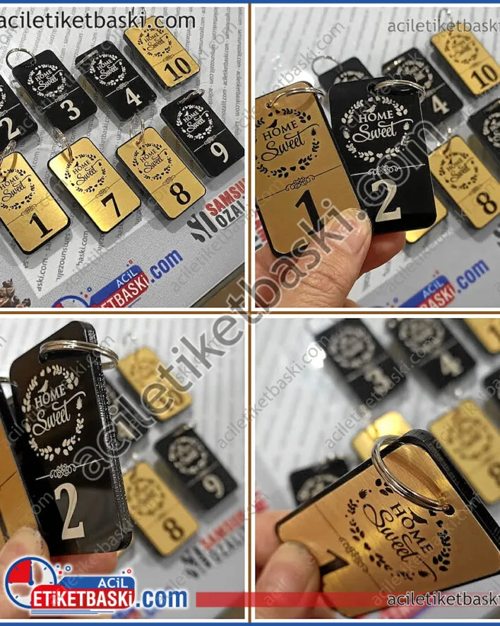 otel anahtarlık, samsun home sweet, butik otel için, üretimi yapılan, kapı anahtarlığı, logo, oda numarası, özel üretim, kaliteli, oda anahtarlığı imalatı, 5mm pleksi, üzeri lazer ile silinmez baskı, ön yüzey metal paslanmaz plaka, krom anahtarlık halkası, acil üretim otel anahtarlık merkezi, aynı gün üretim, elden teslim yada kargo