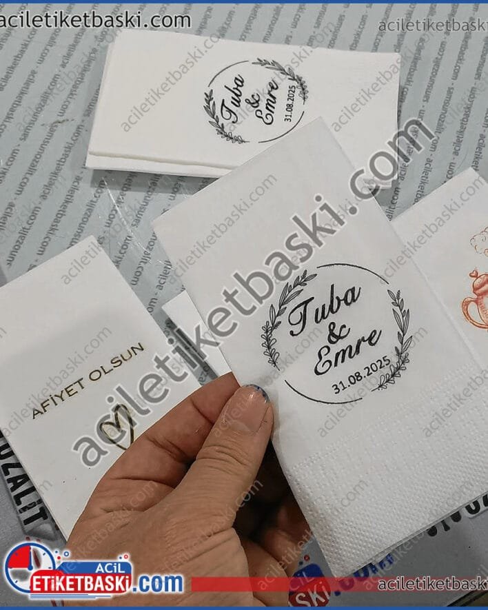 peçete baskısı, çift isimlerinin basıldığı, peçete örneği, kafe ve kutlamalar içinde yapılabilir, minimum 60 adet üretim yapılır, aynı gün kargo olur, renk sınırı yoktur, ürün baskı dahil yapılıp gönderilir, peçete baskı merkezi, samsun baskı merkezi, hızlı üretim, imalat, tasarım, her türlü yüzeye baskı yapılır