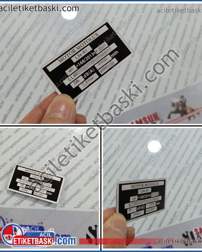 Motor Motolux, şasi etiketi, silinen okunmayan, muayeneden geçmeyen, metal etiket baskısı, motor etiketi baskı merkezi, hızlı üretim imalat, tasarım, acil metal etiket baskı, kaliteli baskı, aslına uygun tasarım, ebat ve malzeme ile üretim, lazer ile çıkmaz silinmez, kazıma baskı