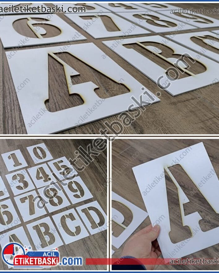 lazer kesim şablon, boyama şablonu, yer boyama, duvar boyama, hızlı üretim, otopark boyama şablonu, ebat ve adede göre fiyat alınız, kaliteli, çok defa kullanım, esnek plastik malzeme, acil şablon kesim merkezi