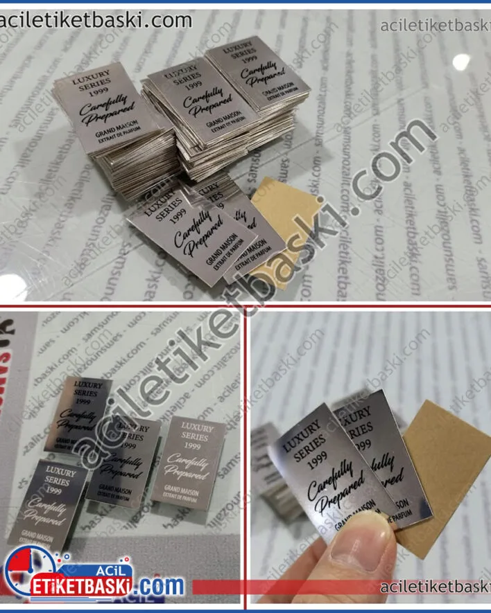 parfüm şişesi, metal baskı, beyaz baskı, siyah ve renkli baskı seçenekleri ile, metal plaka, arkası bantlı, ebat ve adede göre fiyat alınız, hızlı üretim, aynı gün gönderim, paslanmaz, alüminyum baskı, acil metal etiket üretim ve imalat merkezi