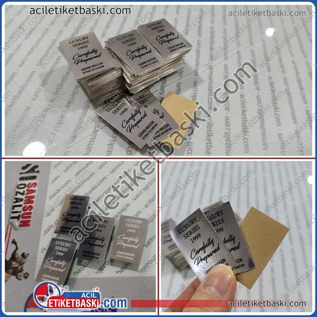 parfüm şişesi, metal baskı, beyaz baskı, siyah ve renkli baskı seçenekleri ile, metal plaka, arkası bantlı, ebat ve adede göre fiyat alınız, hızlı üretim, aynı gün gönderim, paslanmaz, alüminyum baskı, acil metal etiket üretim ve imalat merkezi