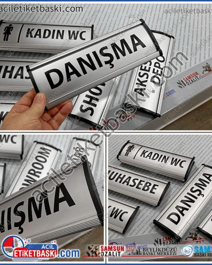 Kapı isimliği, alüminyum, bombeli, kapı tabelası, kaliteli, dekoratif, kapı tabelası imalatı, samsun kapı isimliği, resmi kurum, fabrika, okul, işyeri yönlendirme tabela imalat, üretim, samsun baskı merkezi