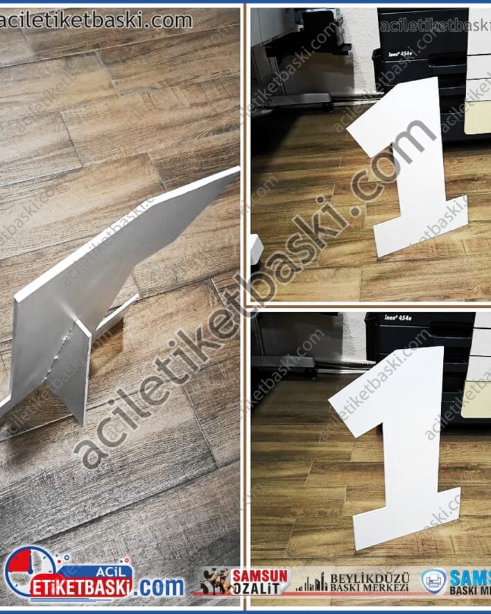 Ayakta duran yazılar, plastik malzemeden kesim, istenilen renk boyanır, altın gümüş, beyaz, arkasında ayak var, rakamlar, harfler yazılar, organizasyonlar için, parti ve etkinliklerde kullanılır, ebat ve adede göre tasarlanıp fiyatlanır, samsun baskı merkezi, lazer kesim, üretim, imalat