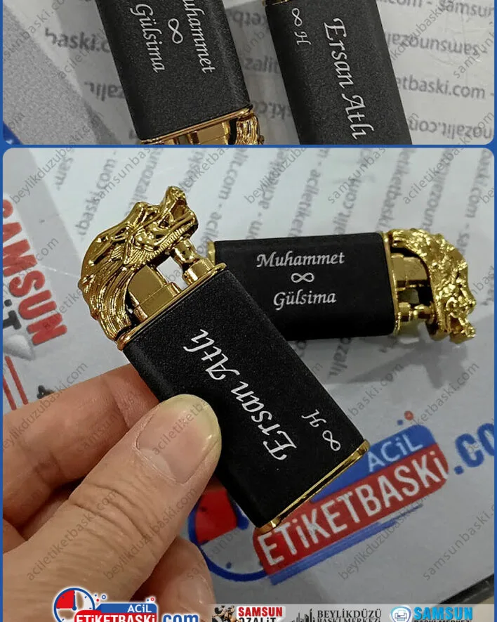 Çakmak üzeri isim baskı, kalıcı, lazer ile yazı, kazıma, ürünü müşteri getirdi, baskıyı bekleyip aldı, numune baskı bedeli alındı, samsun baskı merkezi, çitlik caddesi, samsun merkez baskı fotokopi, lazer kazıma kesim