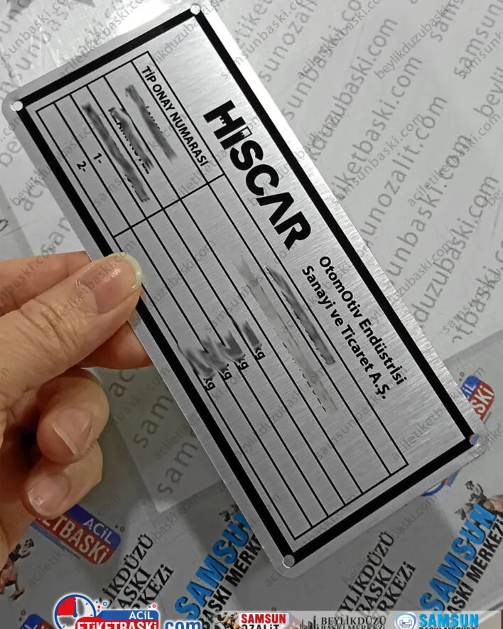 Hiscar Otomotiv, tır dorse, taşıyıcı için ALB etiketi, yük taşıma şasi etiketi, metal ürün, paslanmaz, hızlı üretim tasarım desteği