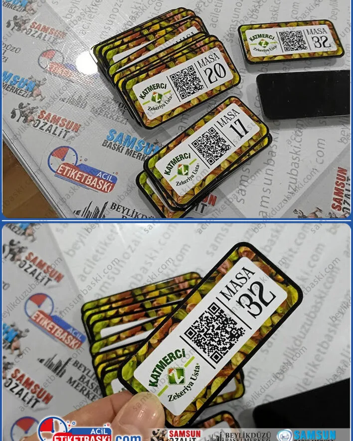 Katmer dükkan için, masa üzeri QR kod, pleksi, üzeri metal, kaliteli ürün, ebat ve adede göre fiyat alınız, iç ve dış mekan kaliteli, arkası bantlı, masa üzeri, QR menü etiketi, renkli baskı, aynı gün gönderim, üretim imalat
