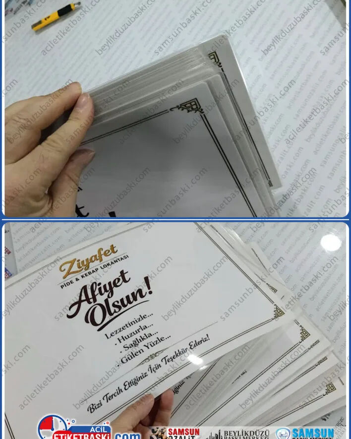 PVC kaplama, restoran, lokanta, büfe, yemek mekanları için, amerikan servis, plastik ürün, A3 ebadında, sert pvc, kaliteli, silinebilir, hızlı üretimi, aynı gün gönderim, acil baskı merkezi, plastik kaplı servis tabağı