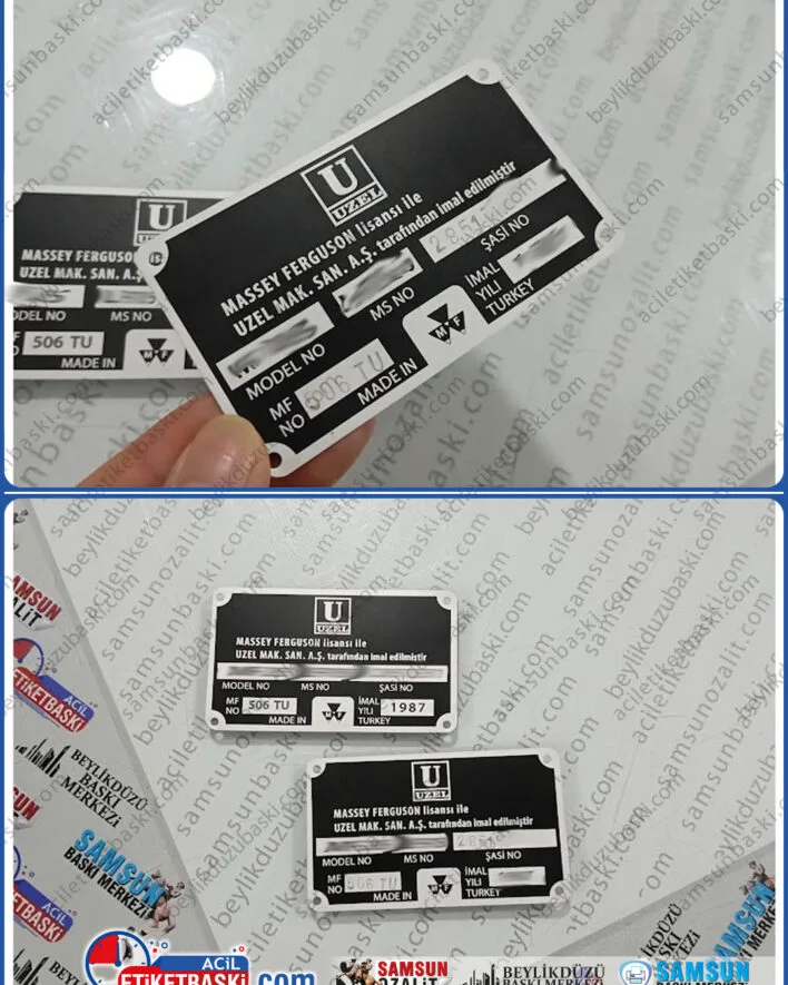 Traktör şasi etiket, motor seri no, vin etiket baskısı, massey ferguson, traktör etiket baskısı, hızlı üretim, aynı gün gönderim, kaybolan, okumayan, aslına uygun, üretim, imalat