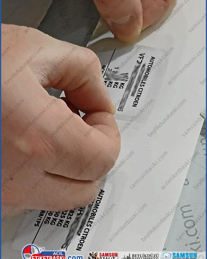 Citroen araç şasi etiketi, kapı etiketi, üzeri şeffaf kaplama, dış mekan dayanıklı, hızlı üretim, acil baskı merkezi