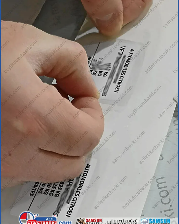 Citroen araç şasi etiketi, kapı etiketi, üzeri şeffaf kaplama, dış mekan dayanıklı, hızlı üretim, acil baskı merkezi