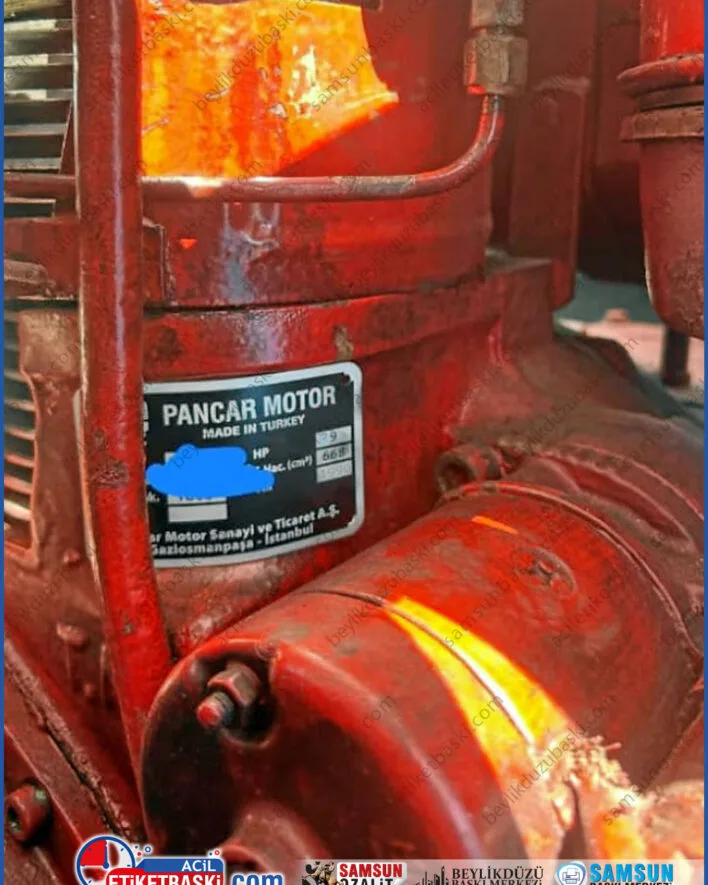 pancar motor etiketi, tekne motoru seri no baskı, aslına uygun pancar motor plakası, muayene için motor etiketi, samsun denizci etiketleri, tekne sürvey etiketi, paslanmaz motor sticker, pancar motor hp etiketi