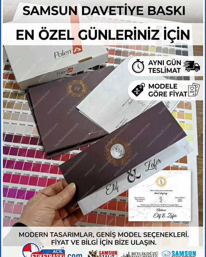 samsun acil davetiye, düğün davetiyesi baskı, nişan davetiyesi modelleri, söz davetiyesi imalatı, sünnet davetiyesi, açılış davetiyeleri, aynı gün davetiye teslim, samsun davetiye merkezi